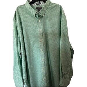 Men’s Saddlebred Green and White Gingham Button Down Long Sleeve Shirt Size 4X